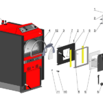 Set for installing a pellet burner in the upper door of the ATMOS gasification boiler